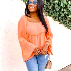NWOT! Beautiful summer peach colored blouse!